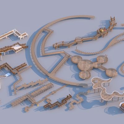 现代栈桥 栈道 观景台3D模型