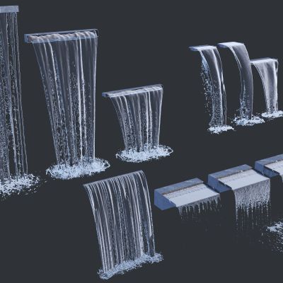 现代跌水3D模型