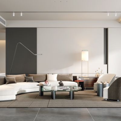 现代客厅沙发茶几单人沙发台灯落地灯