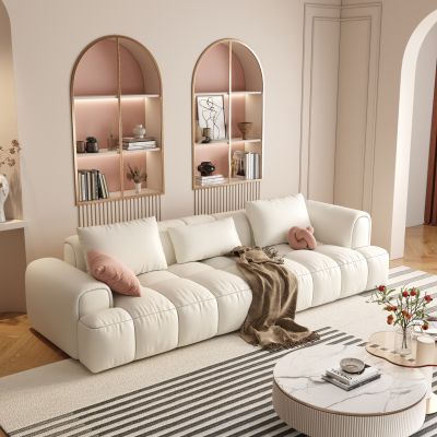 现代奶白色沙发茶几组合