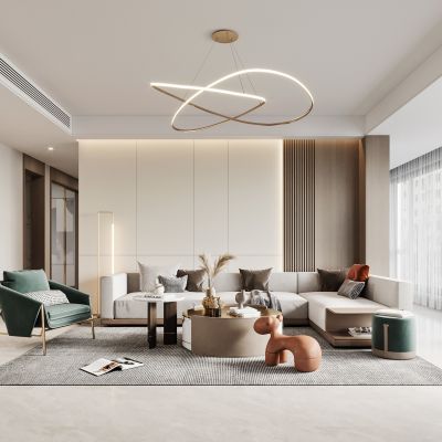 现代轻奢客餐厅沙发组合餐桌椅组合酒柜