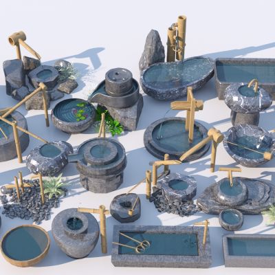 日式庭院小品水景