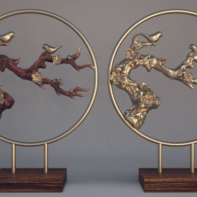 新中式花鸟陈设雕塑