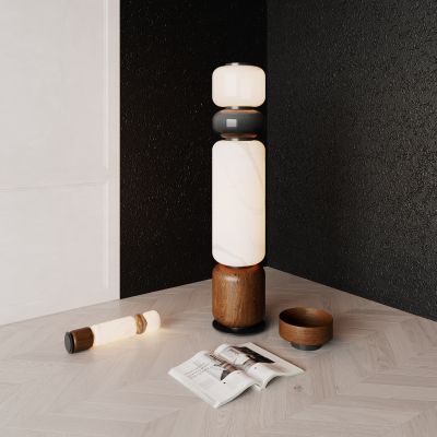 落地灯，侘寂，现代，玻璃，亚克力，原木
