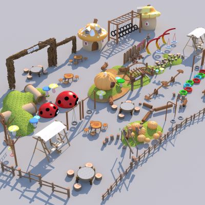 木质儿童游乐设施 木桩 秋千