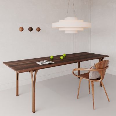 侘寂，中古，餐桌，原木，长桌