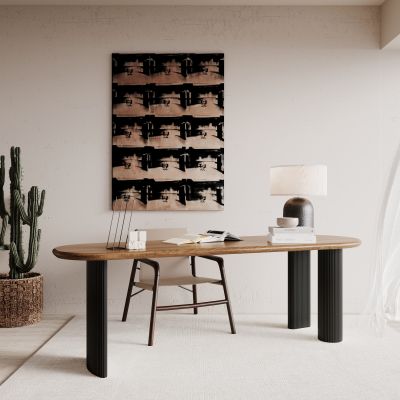  侘寂，书桌椅，原木，拼色