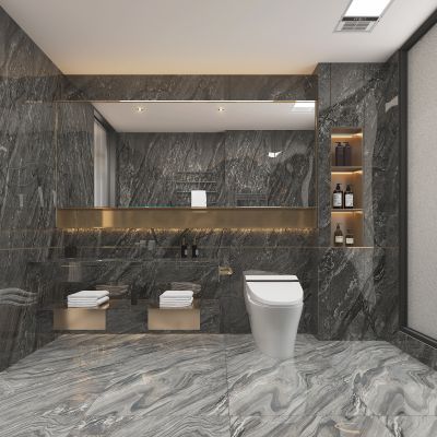 现代风格卫生间，现代极简卫生间，卫浴用品3D模型