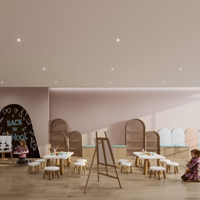 现代幼儿园画室3D模型