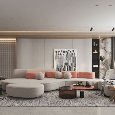 现代奶油风客厅