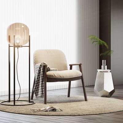 现代休闲椅 边几 摆件 绿植  落地灯