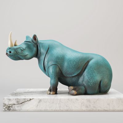 现代犀牛陈设雕塑