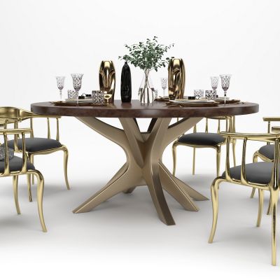 现代法式奢华餐桌椅