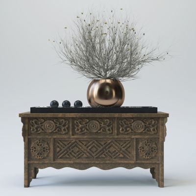 新中式端景玄关柜