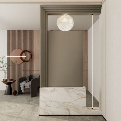 意式简约奶油风斯卡帕叠级月球灯玄关隔断SU