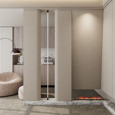 奶油诧寂风斜折页圆弧造型玄关