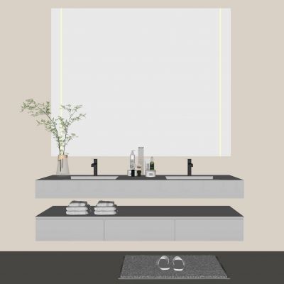 现代浴室柜  浴室镜  洗手台