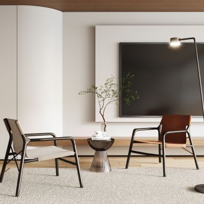 现代休闲椅 边几 摆件 绿植  落地灯