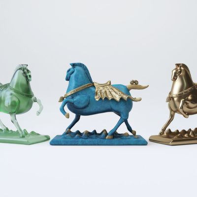 现代新中式奔马雕塑摆件