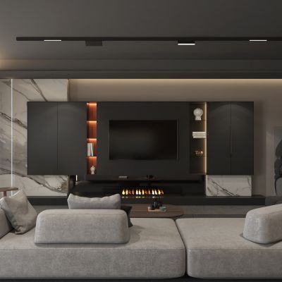 现代暗黑风格客餐厅