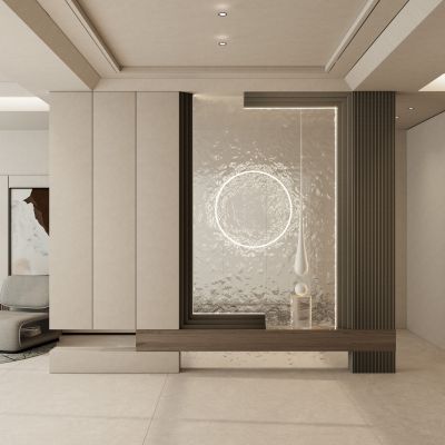 北欧简约奶油风斯卡帕叠级玄关隔断SU