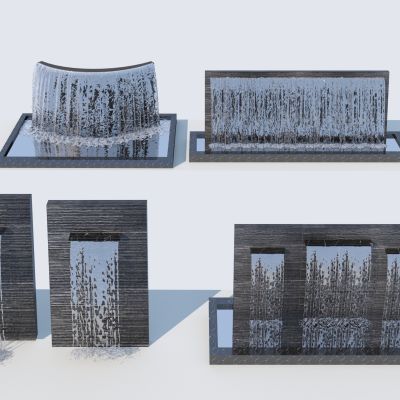 现代流水景墙 瀑布 叠水3D模型