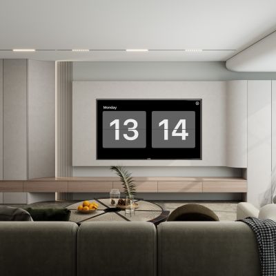 意式奶油简约风圆弧造型客厅电视墙