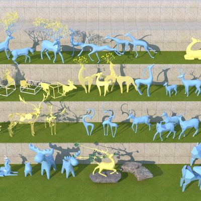 现代几何动物雕塑小品