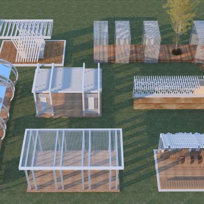 现代风格景观廊架3D模型