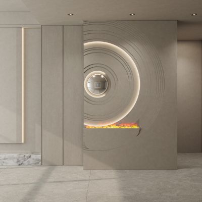 奶油诧寂风圆弧斯卡帕叠级玄关隔断