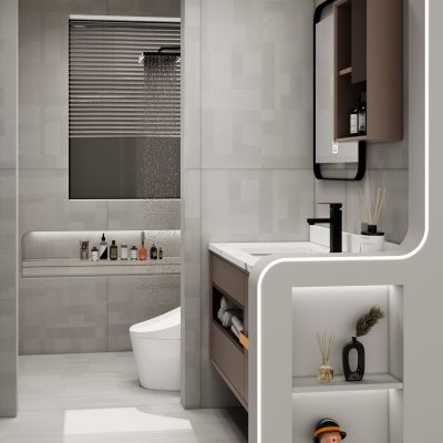 美式简约奶油风圆弧造型卫生间