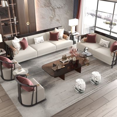 新中式沙发茶几组合