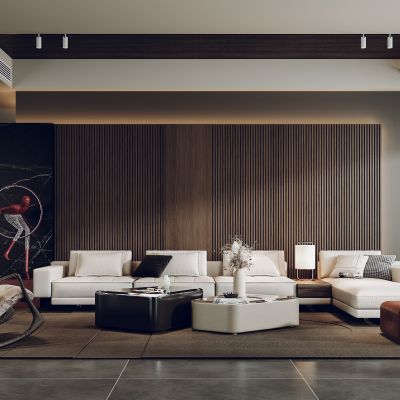 Minotti现代客厅沙发茶几单人沙发落地灯单椅