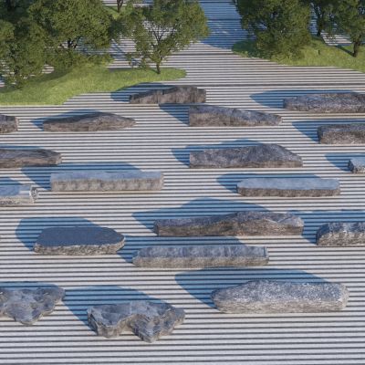 现代景观石组合3D模型