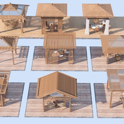 现代木制凉亭3D模型