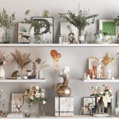 现代装饰摆件组合 画 花艺 装饰摆件