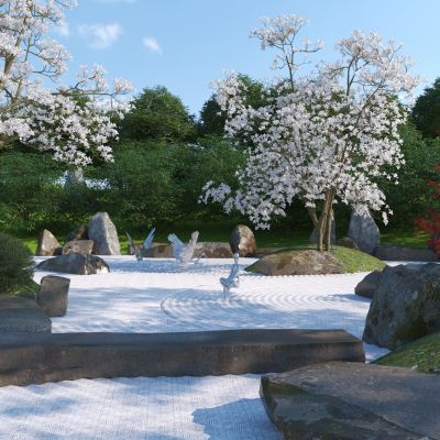 日式庭院花园3D模型