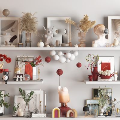 现代装饰摆件组合 饰品摆件 画 花瓶花艺 雕塑