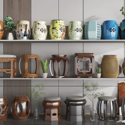 新中式矮凳 圆凳矮凳 换鞋凳 墩子凳子