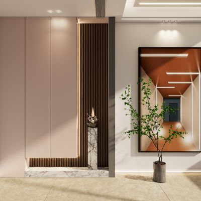 轻奢原木奶油风斯卡帕叠级玄关