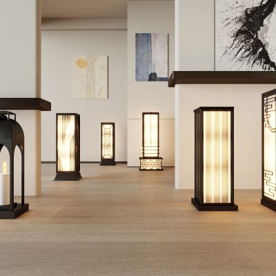 现代户外景观灯 草坪灯 庭院灯3d模型组合