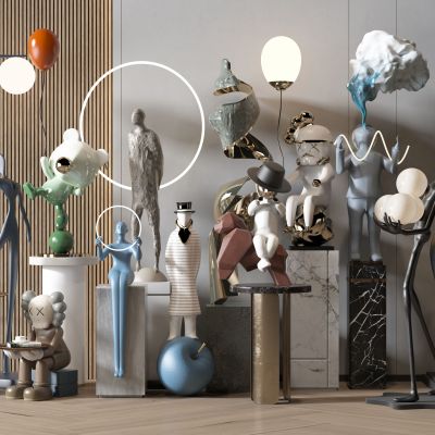 现代室内雕塑摆件装置组合
