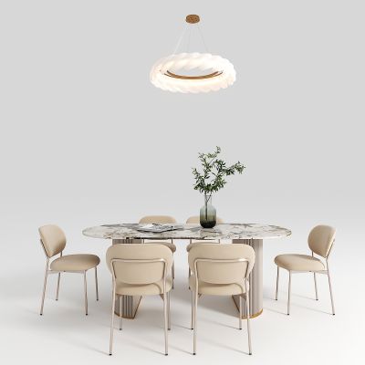 现代奶油风餐桌椅组合