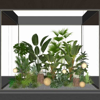 现代植物景观造景 植物堆 绿植堆 小兔雕塑小品 景观绿植