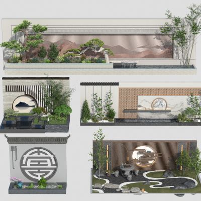 新中式假山水景 景观山石 假山水景 叠水景墙 叠水景观 公园山水景墙