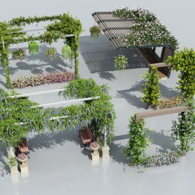 藤蔓花卉廊架 藤蔓藤本 吊兰 藤蔓架 爬山虎 藤蔓花架