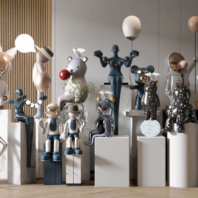 现代室内雕塑摆件装置组合