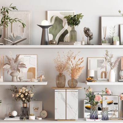 现代装饰摆件组合 饰品摆件 画 花瓶花艺 雕塑