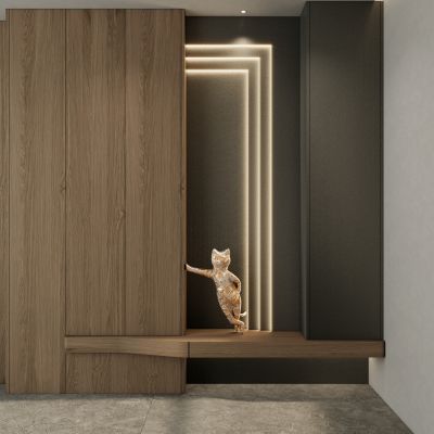 意式简约奶油风斯卡帕叠级玄关