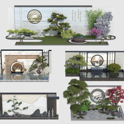 新中式假山水景 景观山石 假山水景 叠水景墙 叠水景观 公园山水景墙